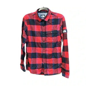 The North Face Mens Small Flannel Button Down red/blue Size S